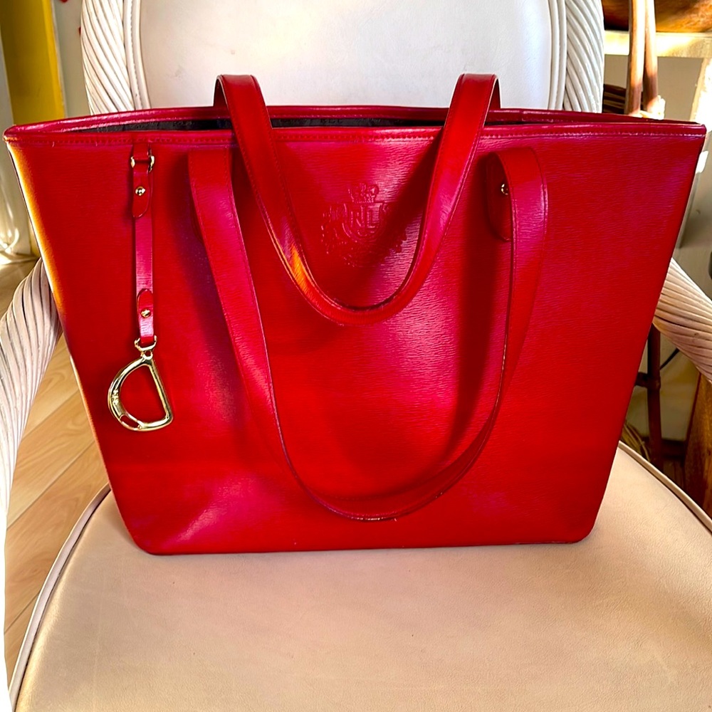 LAUREN by RALPH LAUREN Newbury XL Cowhide Leather Tote. Beautiful Red! Like New!